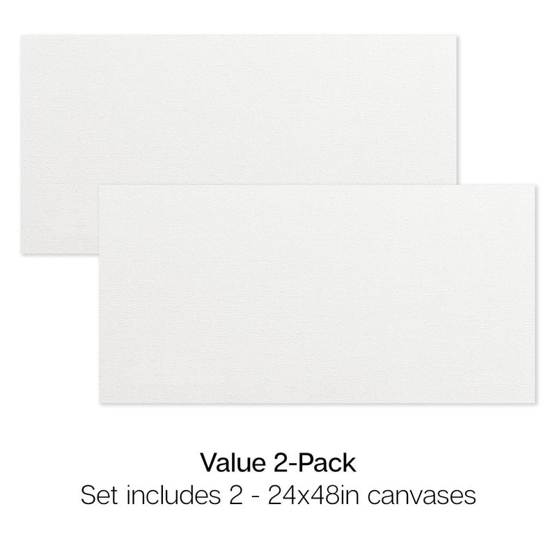 Stretched White Canvas – 24" x 48" (2 Pack) - Studio - KINGART