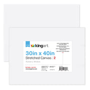 Stretched White Canvas – 30" x 40" (2 Pack) - STRETCHED CANVAS & PANEL BOARDS - KINGART