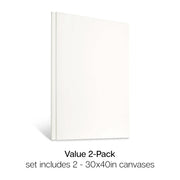 Stretched White Canvas – 30" x 40" (2 Pack) - STRETCHED CANVAS & PANEL BOARDS - KINGART