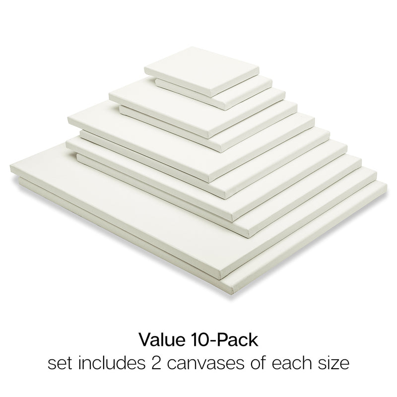 Stretched Canvas Mixed Sizes Value Pack 10 pc - STRETCHED CANVAS & PANEL BOARDS - KINGART