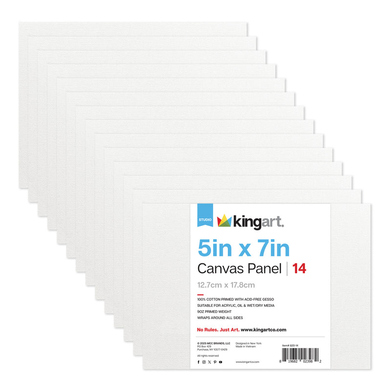 White Canvas Panels - Classic -  5" x 7" 14 Pack - STRETCHED CANVAS & PANEL BOARDS - KINGART