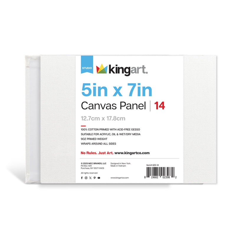 White Canvas Panels - Classic -  5" x 7" 14 Pack - STRETCHED CANVAS & PANEL BOARDS - KINGART