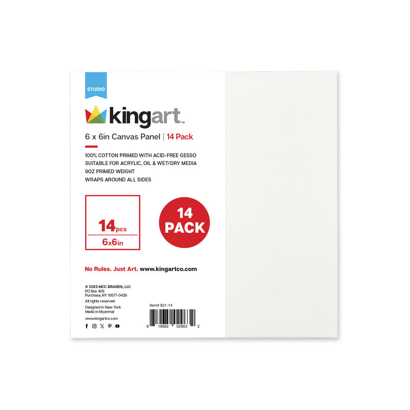 Canvas Panels 6x6 14 pc - STRETCHED CANVAS & PANEL BOARDS - KINGART