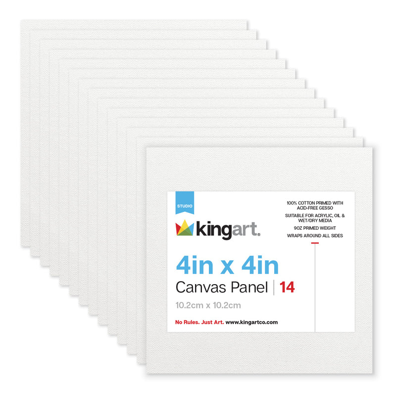 White Canvas Panels - Classic – 4" x 4" - 14 Pack - Studio - KINGART