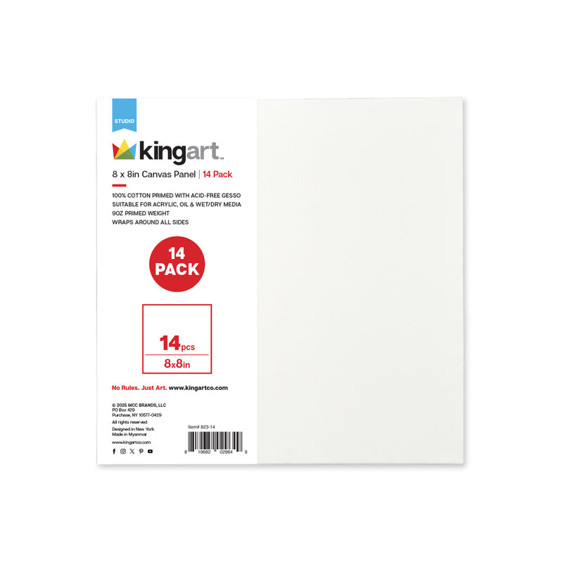 Canvas Panels 8x8 14 pc - STRETCHED CANVAS & PANEL BOARDS - KINGART