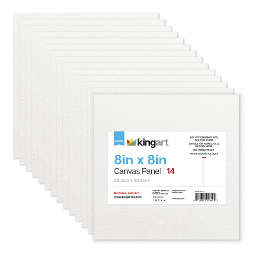 White Canvas Panels - Classic – 8" x 8" - 14 Pack - STRETCHED CANVAS & PANEL BOARDS - KINGART