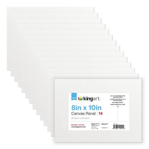 White Canvas Panels - Classic - 8" x 10" - 14 Pack - STRETCHED CANVAS & PANEL BOARDS - KINGART