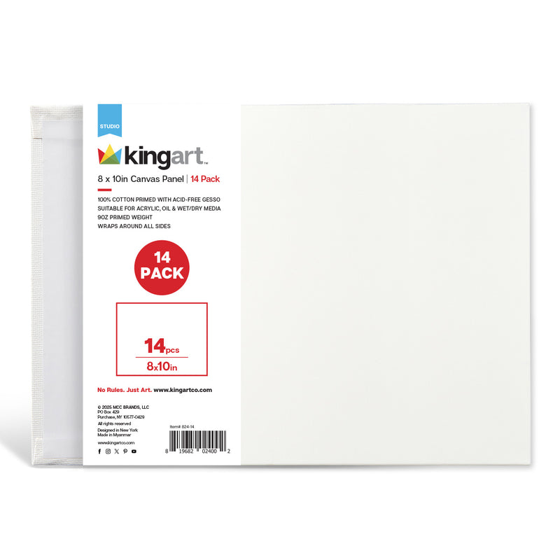 Canvas Panels 8x10 14 pc - STRETCHED CANVAS & PANEL BOARDS - KINGART