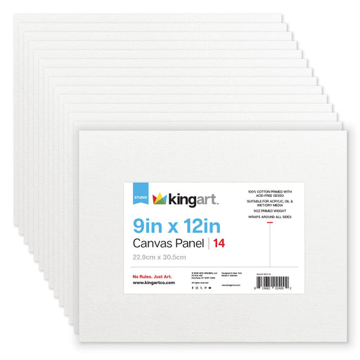 White Canvas Panels - Classic - 9" x 12" - 14 Pack - STRETCHED CANVAS & PANEL BOARDS - KINGART