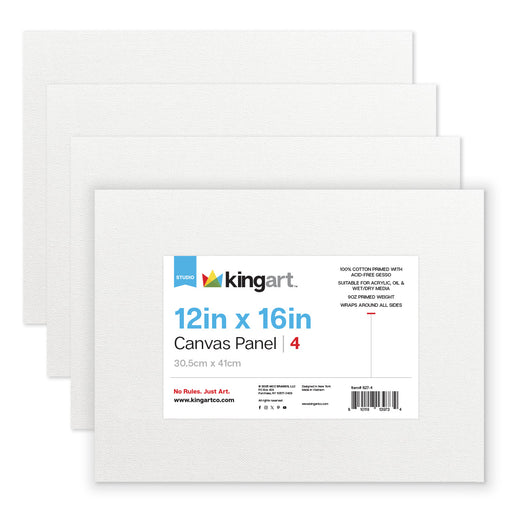 4 PC 12" X 16" CANVAS PANEL BOARD VALUE PACK - STRETCHED CANVAS & PANEL BOARDS - KINGART