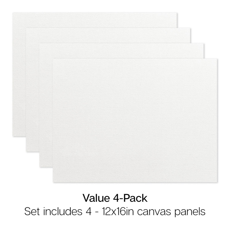 4 PC 12" X 16" CANVAS PANEL BOARD VALUE PACK - STRETCHED CANVAS & PANEL BOARDS - KINGART