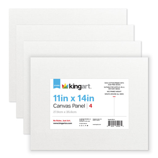 4 PC. 11" x 14" CANVAS PANEL BOARD VALUE PACK - STRETCHED CANVAS & PANEL BOARDS - KINGART
