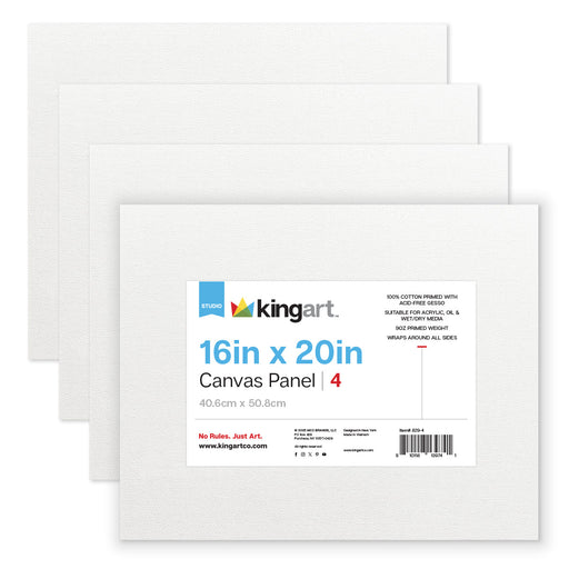 4 PC 16" X 20" CANVAS PANEL BOARD VALUE PACK - STRETCHED CANVAS & PANEL BOARDS - KINGART