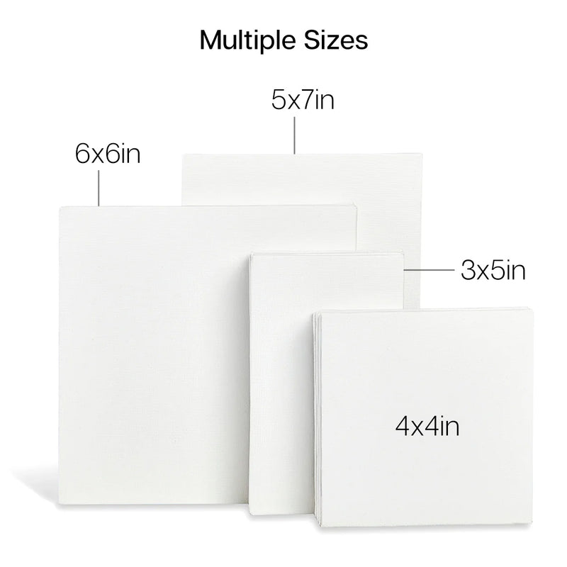 White Canvas Panels – Mixed Sizes  - 28 Pack (3x5, 4x4, 5x7, 6x6) - STRETCHED CANVAS & PANEL BOARDS - KINGART