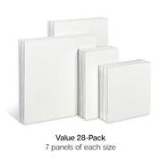 White Canvas Panels – Mixed Sizes  - 28 Pack (3x5, 4x4, 5x7, 6x6) - STRETCHED CANVAS & PANEL BOARDS - KINGART