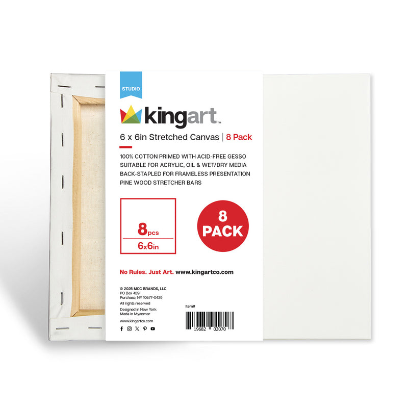 Stretched Canvas 6x6 8 pc - STRETCHED CANVAS & PANEL BOARDS - KINGART