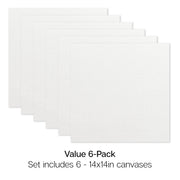 Studio Stretched Canvas Set – 14” x 14” Square, 6-Pack, 100% Cotton, Primed - STRETCHED CANVAS & PANEL BOARDS - KINGART
