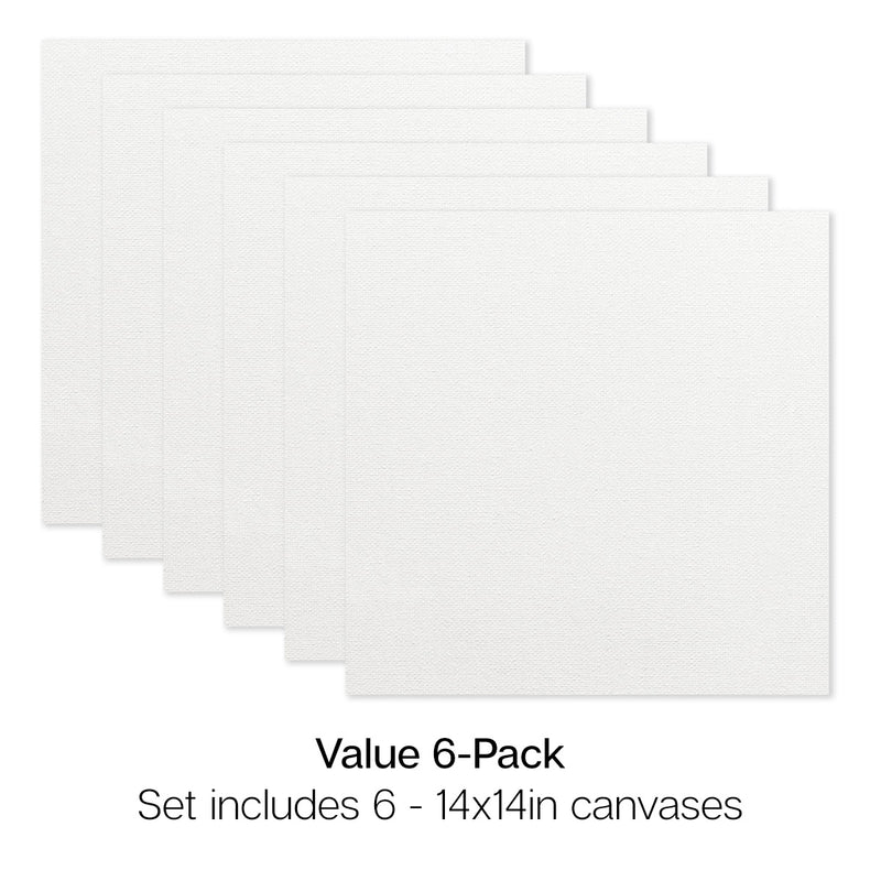 Studio Stretched Canvas Set – 14” x 14” Square, 6-Pack, 100% Cotton, Primed - STRETCHED CANVAS & PANEL BOARDS - KINGART
