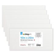 Stretched Canvas Set – 10” x 20” Rectangle, 6-Pack, 100% Cotton, Primed - STRETCHED CANVAS & PANEL BOARDS - KINGART