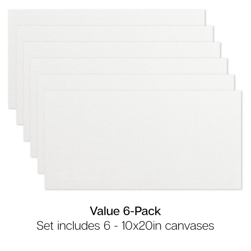 Stretched Canvas Set – 10” x 20” Rectangle, 6-Pack, 100% Cotton, Primed - STRETCHED CANVAS & PANEL BOARDS - KINGART