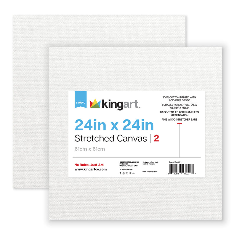 Stretched Canvas Set – 24” x 24” Square, 2-Pack, 100% Cotton, Primed - STRETCHED CANVAS & PANEL BOARDS - KINGART