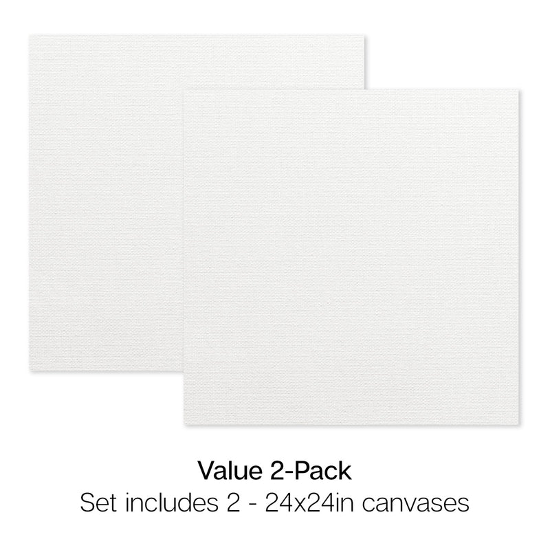 Stretched Canvas Set – 24” x 24” Square, 2-Pack, 100% Cotton, Primed - STRETCHED CANVAS & PANEL BOARDS - KINGART