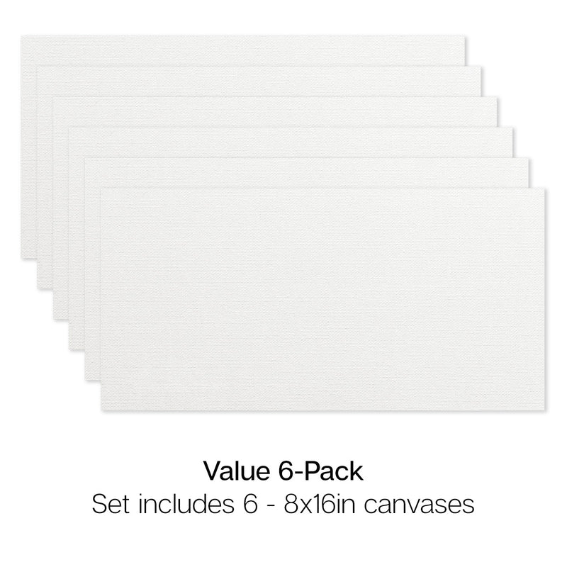 Stretched Canvas Set – 8” x 16” Rectangle, 6-Pack, 100% Cotton, Primed - STRETCHED CANVAS & PANEL BOARDS - KINGART