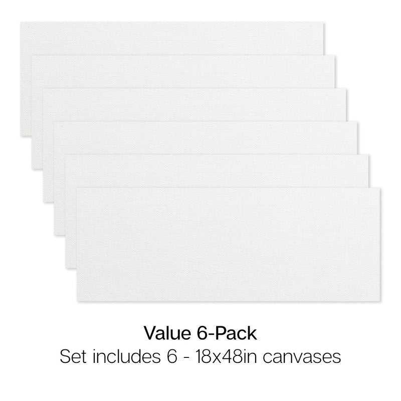 Stretched Canvas Set – 18” x 48” Panoramic, 6-Pack, 100% Cotton, Primed - STRETCHED CANVAS & PANEL BOARDS - KINGART