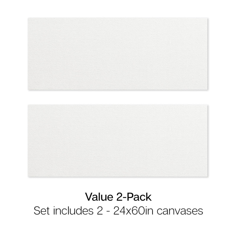 Stretched Canvas Set – 24” x 60” Panoramic, 2-Pack, 100% Cotton, Primed - STRETCHED CANVAS & PANEL BOARDS - KINGART