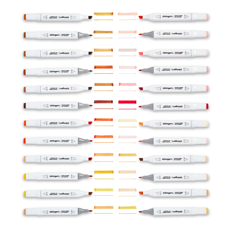 Double-Ended Alcohol Markers 24 Portrait Colors - Pro - KINGART