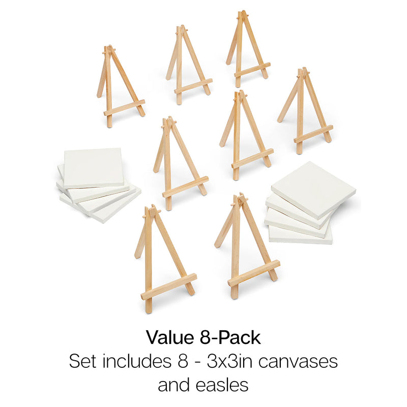 Canvas & Easel Set 3x3 8 pc - STRETCHED CANVAS & PANEL BOARDS - KINGART