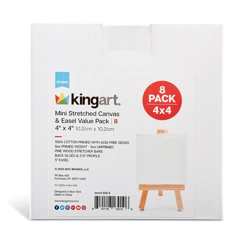 Canvas & Easel Set 4x4 8 pc - STRETCHED CANVAS & PANEL BOARDS - KINGART