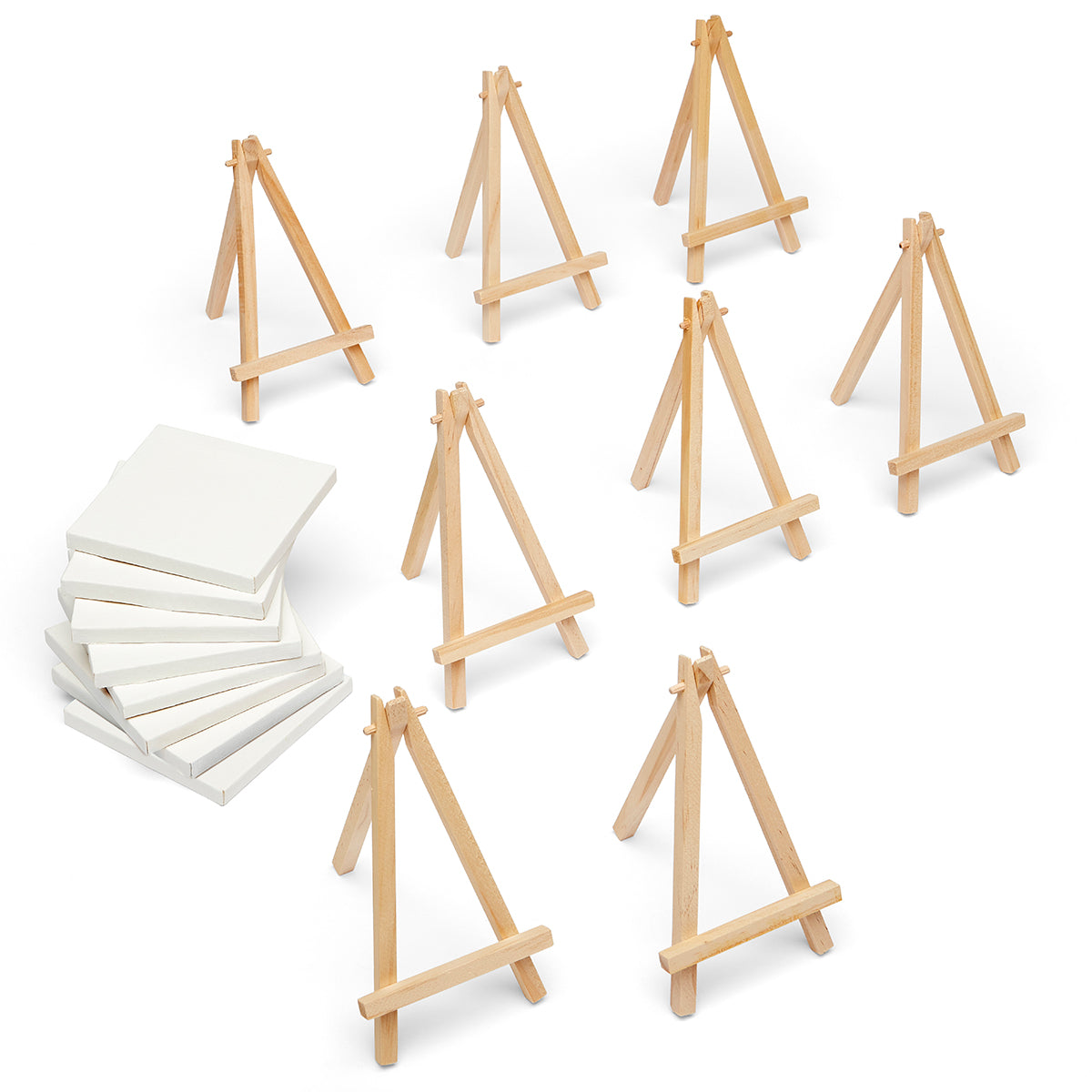 4 By 4 Inch Mini Canvas And 8*16cm Mini Wood Easel Set For Painting Drawing  School Student Artist S