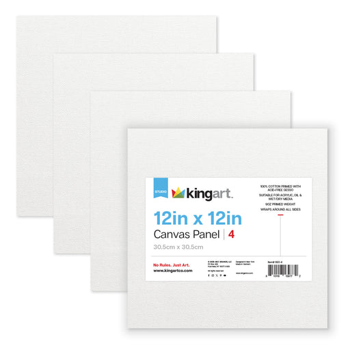 4 PC. 12" x 12" CANVAS PANEL BOARD VALUE PACK - STRETCHED CANVAS & PANEL BOARDS - KINGART