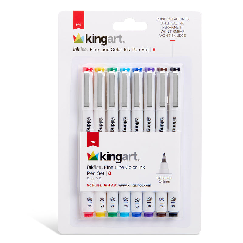 Inkline™ Fine Line Pens 8 Colors 0.45mm XS - Pro - KINGART