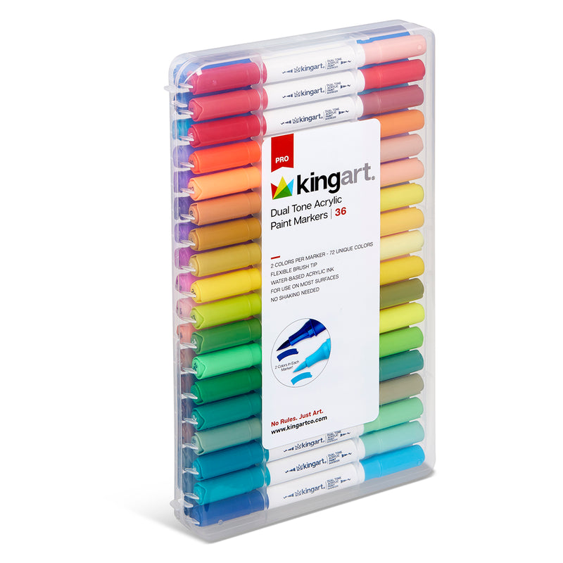 Dual Tone Acrylic Paint Markers 36 Pens 72 Colors - MARKERS & PENS - KINGART