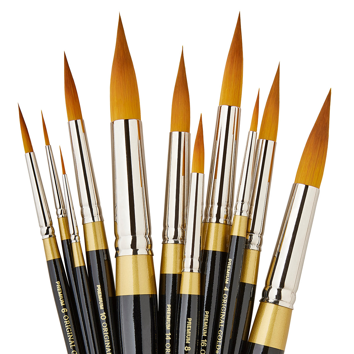 Original Gold® 9020 Ultra Round™ Golden Taklon Brush Set - 11 pc