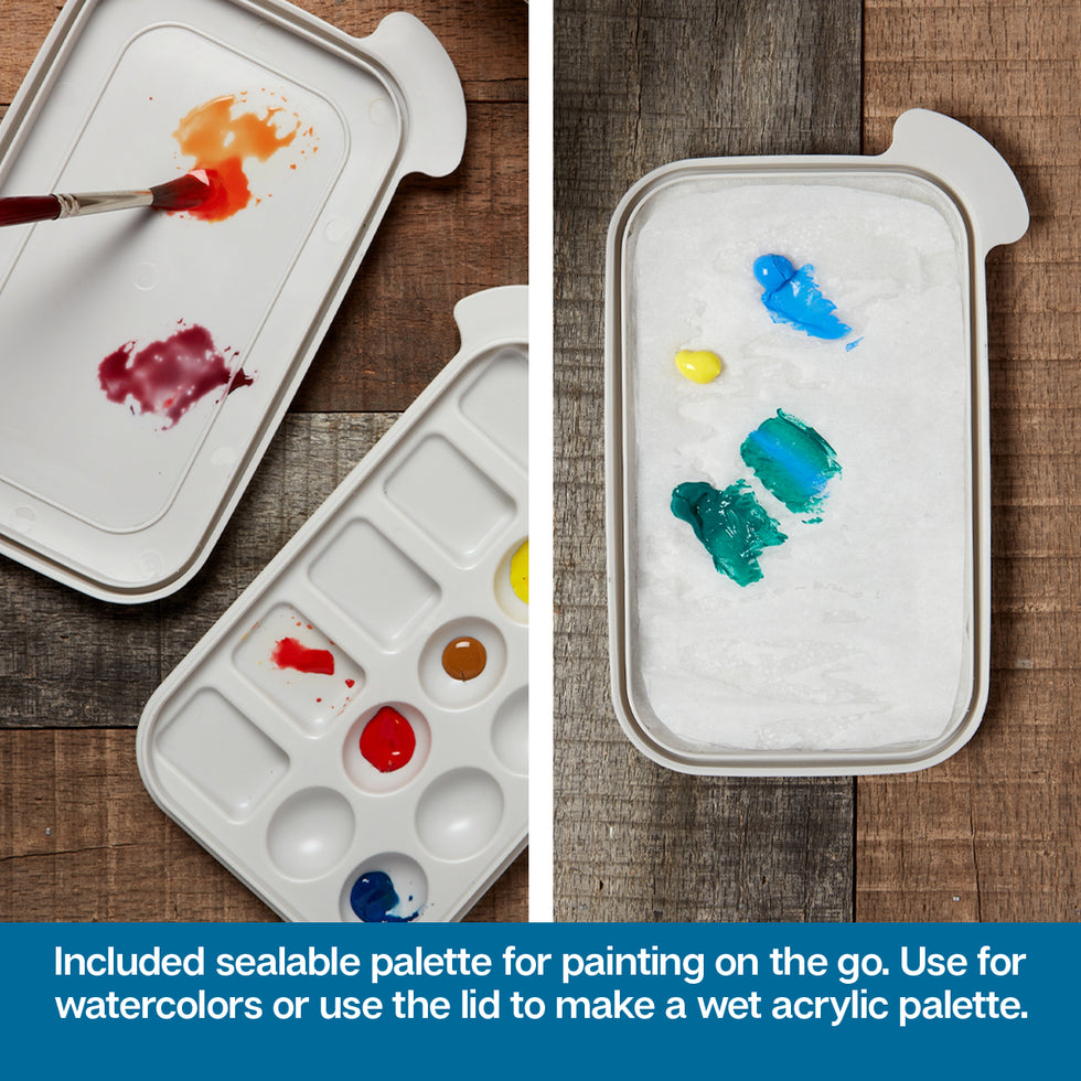 KINGART® MultiPurpose Brush Basin with Built In Sealable 15Well