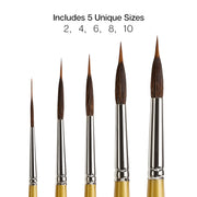 Original Gold® 9035 Round Needle Point Brush Set - 5 pcs - PREMIUM BRUSH SETS - KINGART