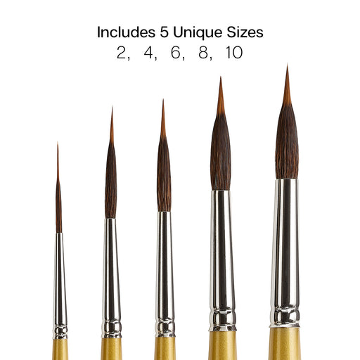 Original Gold® 9035 Round Needle Point Brush Set - 5 pcs - PREMIUM BRUSH SETS - KINGART