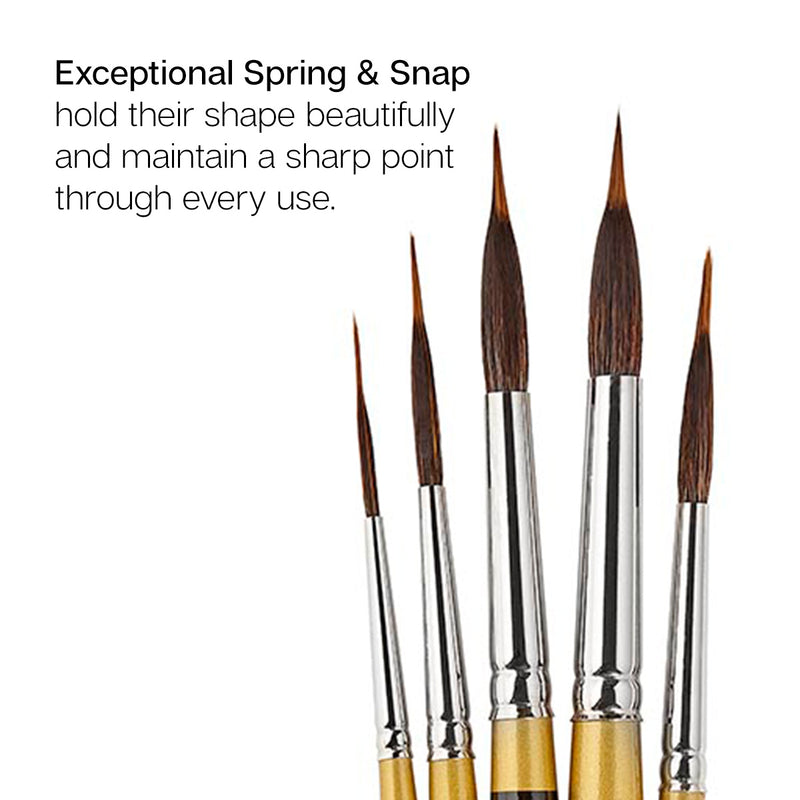 Original Gold® 9035 Round Needle Point Brush Set - 5 pcs - PREMIUM BRUSH SETS - KINGART