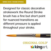 KINGART® Original Gold® Premium 9040 Round Stroke™ Series Artist Brushes, Golden Taklon,  All Media - Premium - KINGART®