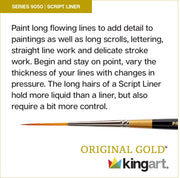 KINGART® Original Gold® 9050 Script Liner Series Premium Golden Taklon Multimedia Artist Brushes, Set of 5 - Premium - KINGART®