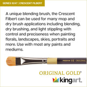 KINGART® Original Gold® Premium 9247 Crescent Filbert Series Artist Brushes, Synthetic Blend, All Media - Premium - KINGART®
