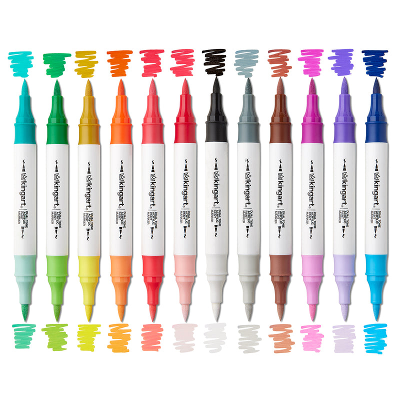 PRO Dual Tone Acrylic Paint Markers, 12 Pens, 24 Colors - Pro - KINGART®