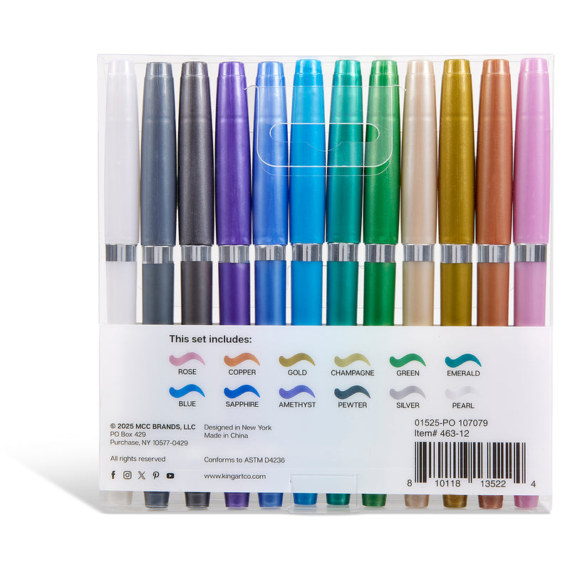 Metallic Brush Pens 12 Colors - MARKERS & PENS - SHANGHAI CMB IMPORT & EXPORT CO., LTD