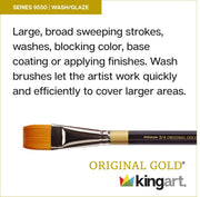 KINGART® Original Gold® 9550 Wash Glaze Series, Premium Golden Taklon Multimedia Artist Brushes, Set of 3 - Premium - KINGART®