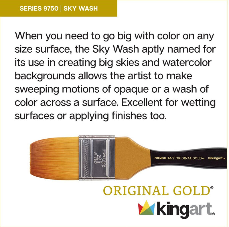 KINGART® Original Gold® 9750 Sky Wash Series, Premium Golden Taklon Multimedia Artist Brushes - Premium - KINGART®