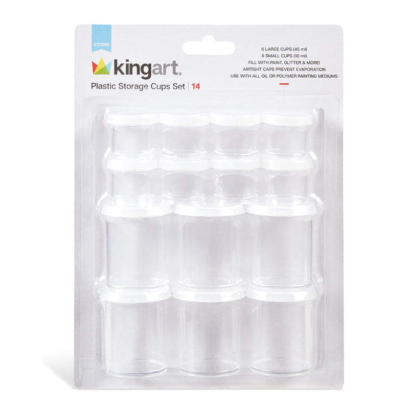 KINGART® Studio Multipurpose Plastic Storage Cups, Set of 14 -  - KINGART