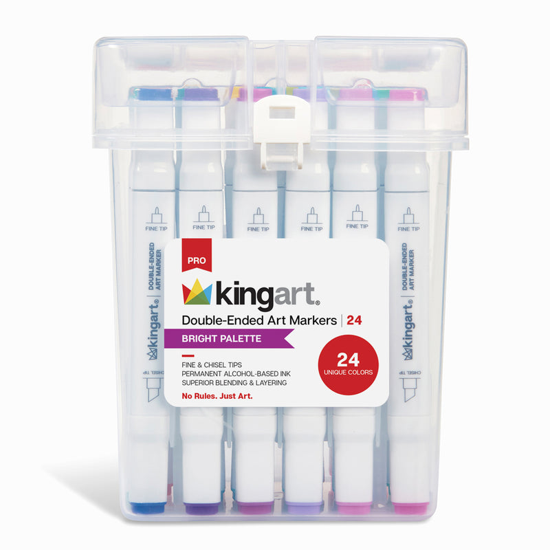 Double-Ended Alcohol Markers 24 Bright Colors - Pro - KINGART